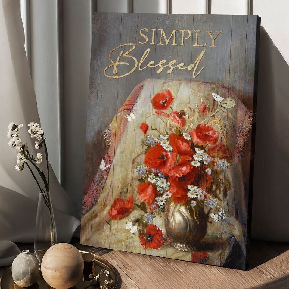 Poppy drawing butterfly Jesus simply blessed - Matte Canvas