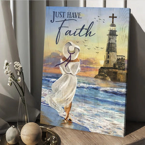 Beautiful girl Lighthouse Jesus Just have faith - Matte Canvas