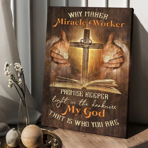 Pray for healing Cross Bible Way maker Miracle worker - Matte Canvas