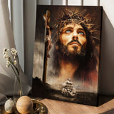 Jesus portrait the life of Jesus Wooden cross - Matte Canvas