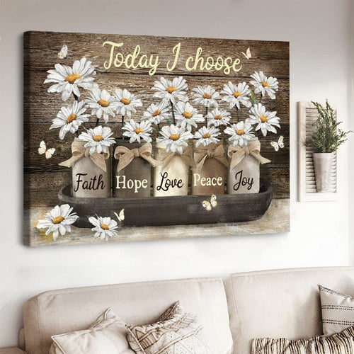 Vintage glass jar Daisy flower Today I choose joy - Matte Canvas