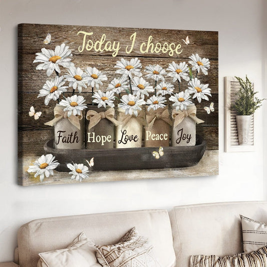 Vintage glass jar Daisy flower Today I choose joy - Matte Canvas