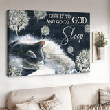 White cat dandelion Give it to God and go to sleep - Matte Canvas