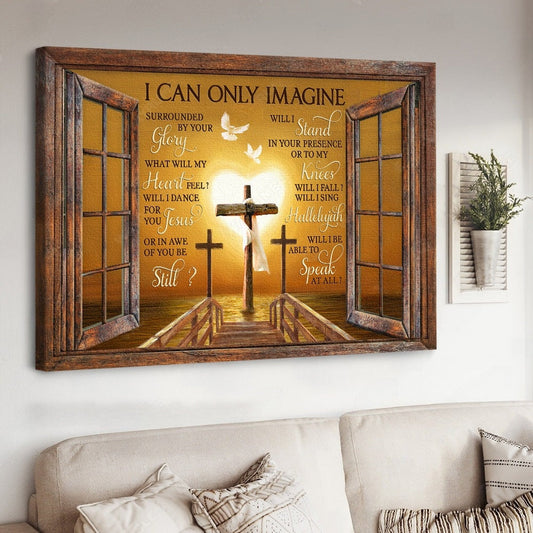 Wooden cross golden heart I can only imagine - Matte Canvas