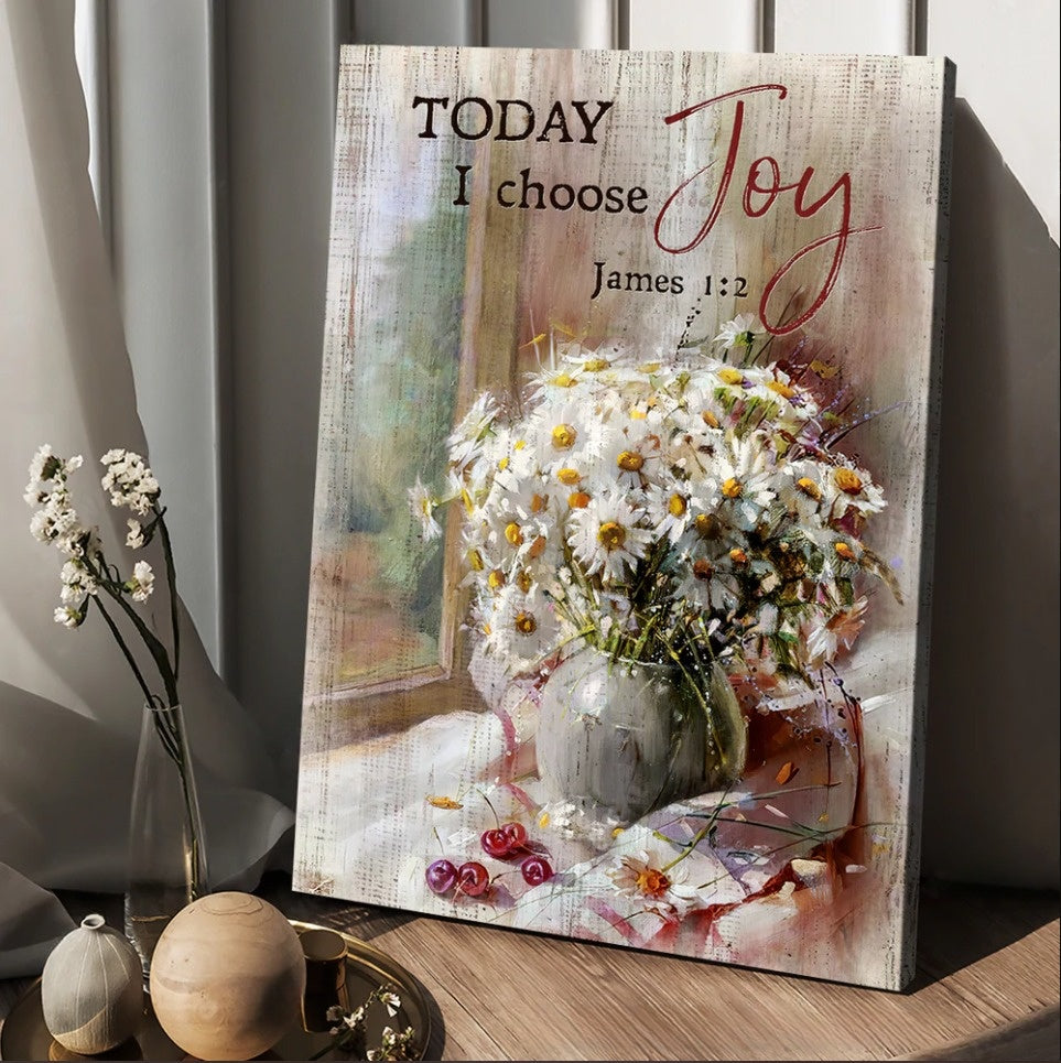 Watercolor daisy Jesus Today I choose joy - Matte Canvas