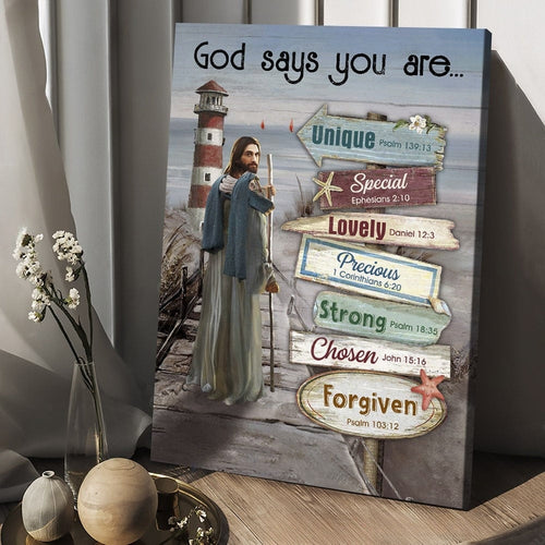 Lighthouse drawing Ocean God says you are - Matte Canvas