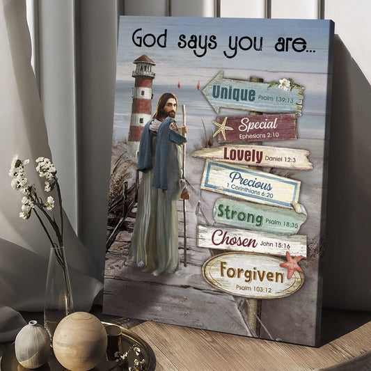 Lighthouse drawing Ocean God says you are - Matte Canvas