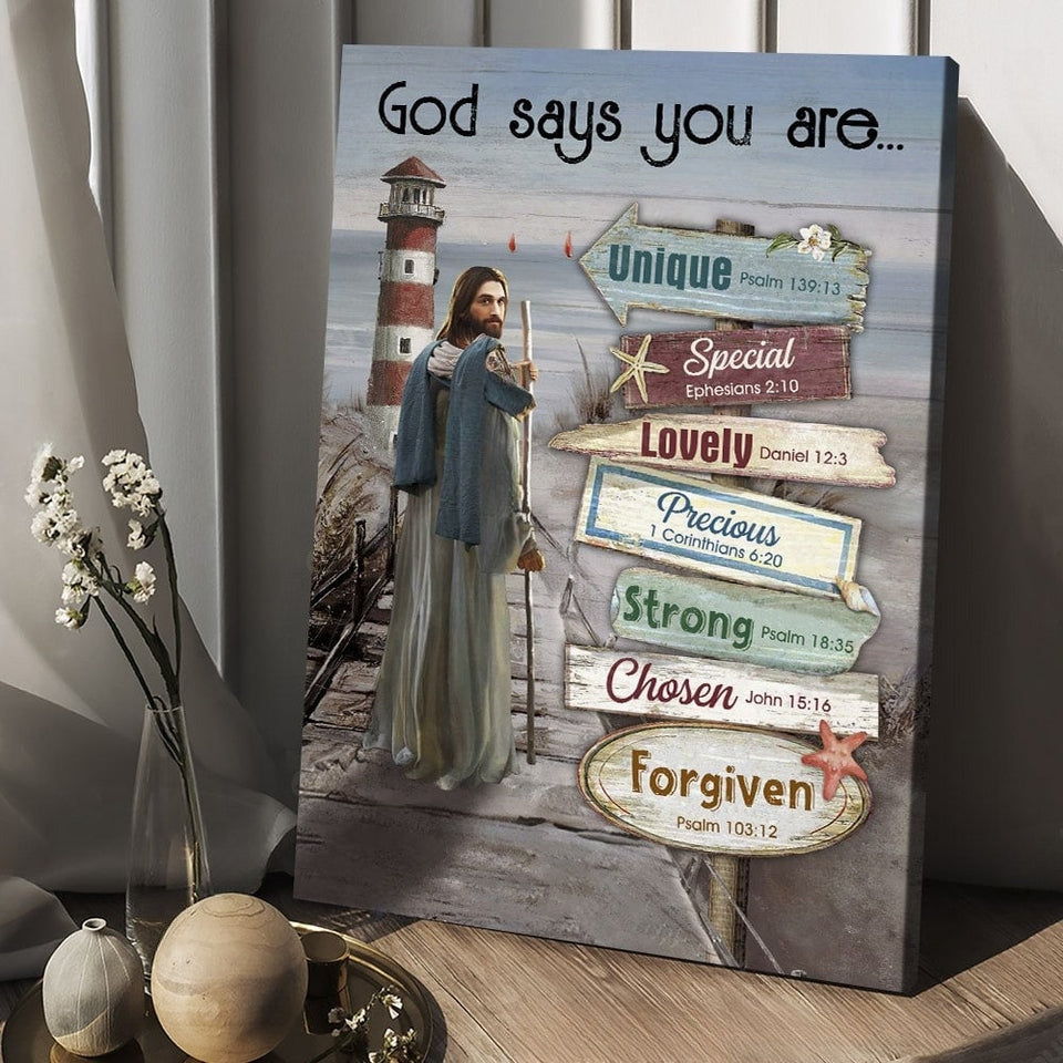 Lighthouse drawing Ocean God says you are - Matte Canvas