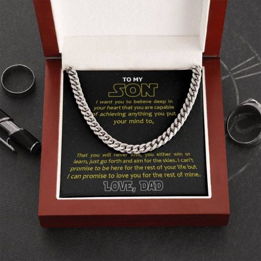Son Cuban Link Chain -You Are Capable Of Achieving Anything you Put Your Mind To Son Necklace From Dad - TGV