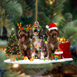 Ornament- Spanish Water Dog-Christmas Dog Friends Hanging Ornament, Happy Christmas Ornament, Car Ornament