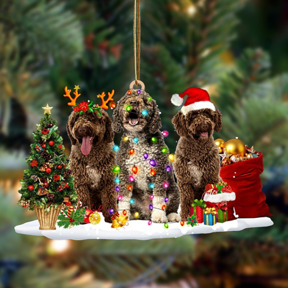 Ornament- Spanish Water Dog-Christmas Dog Friends Hanging Ornament, Happy Christmas Ornament, Car Ornament