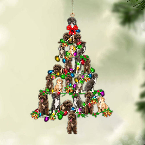 Ornament- Spanish Water Dog-Christmas Tree Lights-Two Sided Ornament, Happy Christmas Ornament, Car Ornament