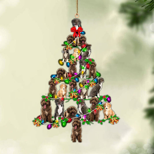 Ornament- Spanish Water Dog-Christmas Tree Lights-Two Sided Ornament, Happy Christmas Ornament, Car Ornament