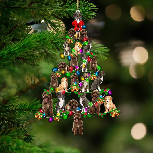 Spanish Water Dog-Christmas Tree Lights-Two Sided Ornament