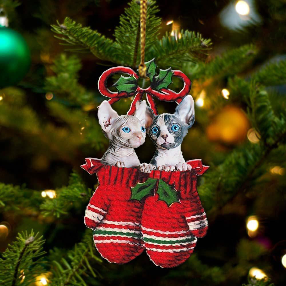 Ornament- Sphynx Inside Your Gloves Christmas Holiday-Two Sided Ornament, Christmas Ornament, Car Ornament