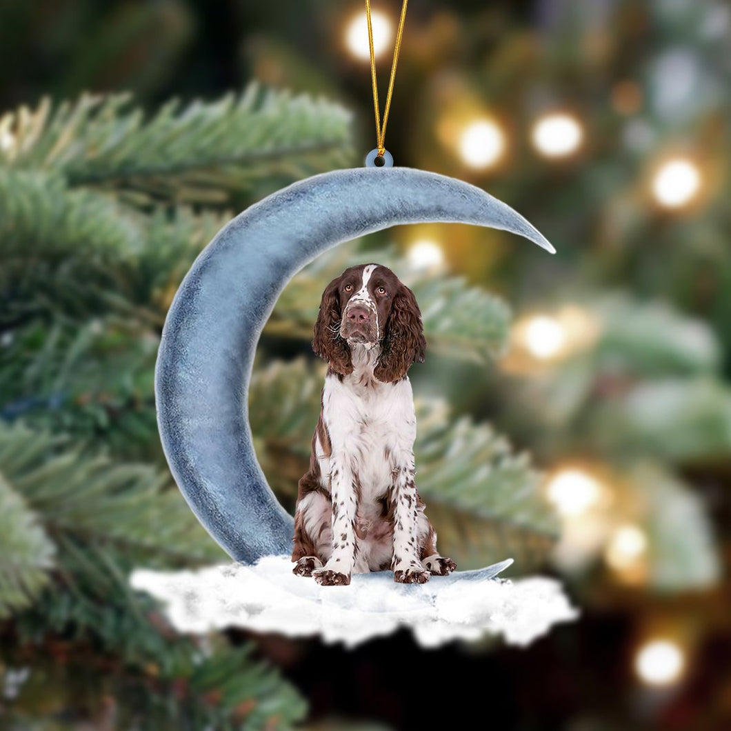 Godmerch- Ornament- Springer Spaniel Sits On The Moon Hanging Ornament Dog Ornament, Car Ornament, Christmas Ornament
