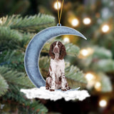 Godmerch- Ornament- Springer Spaniel Sits On The Moon Hanging Ornament Dog Ornament, Car Ornament, Christmas Ornament