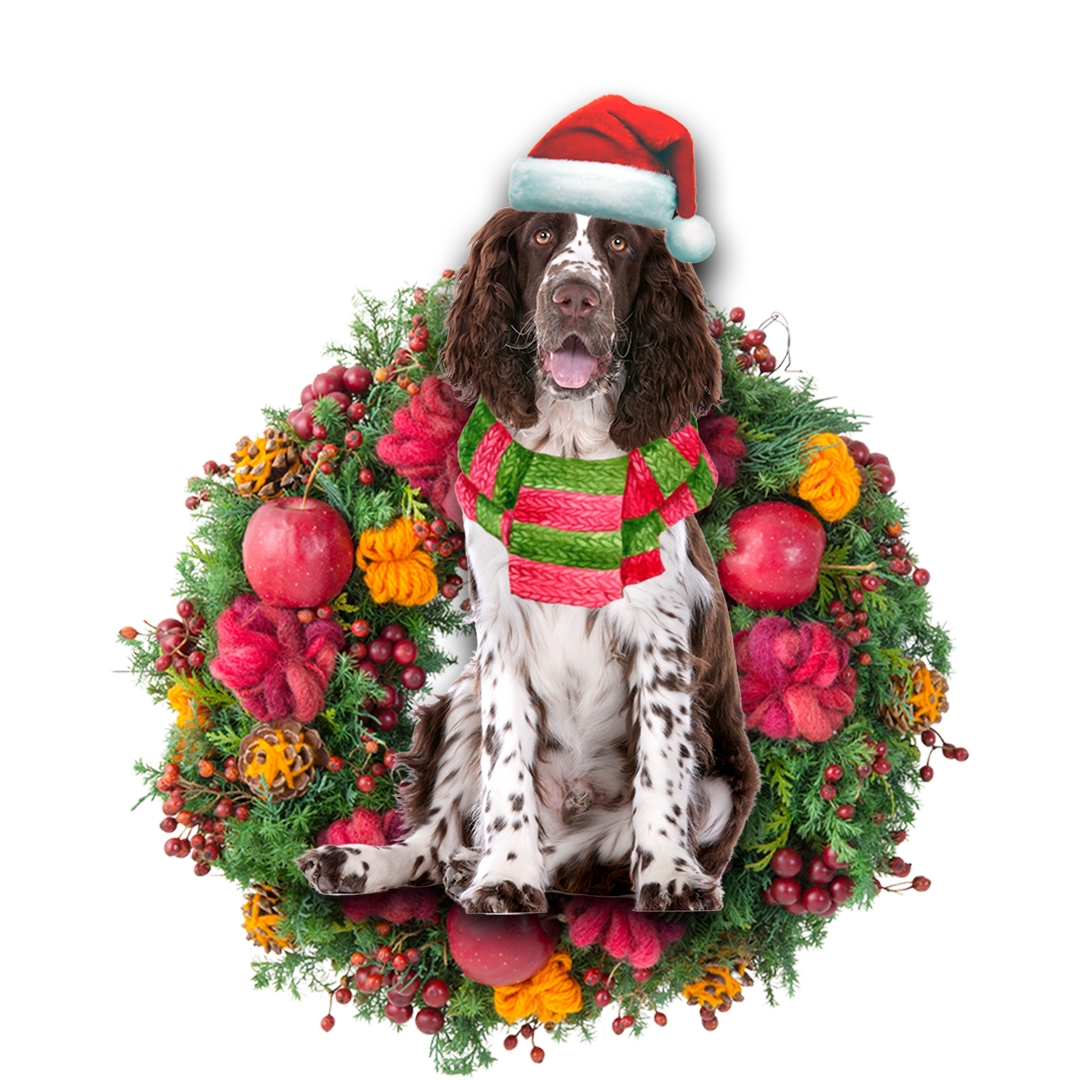 Godmerch- Ornament- Springer Spaniel Christmas Ornament, Happy Christmas Ornament, Car Ornament