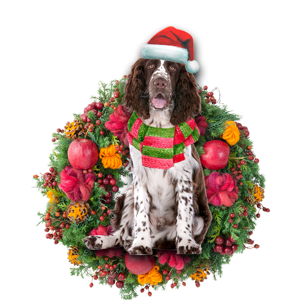 Godmerch- Ornament- Springer Spaniel Christmas Ornament, Happy Christmas Ornament, Car Ornament
