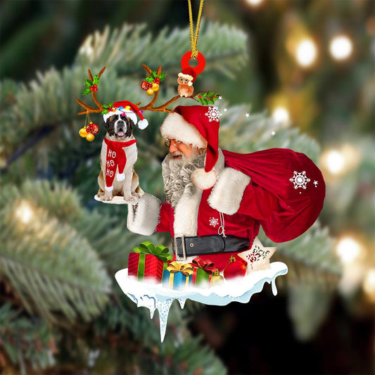 St Bernard And Santa Claus Christmas Ornament Godmerch