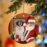 Godmerch- Ornament- St Bernard With Santa Christmas Ornament, Happy Christmas Ornament, Car Ornament