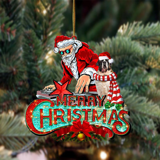 St Bernard-Christmas Rock Two Sided Ornament