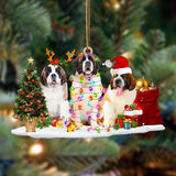 Godmerch- Ornament- St Bernard-Christmas Dog Friends Hanging Ornament, Happy Christmas Ornament, Car Ornament