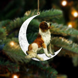 St Bernard Sit On The Moon Two Sided Ornament Dog Hanging Christmas Ornament