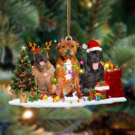 Staffordshire Bull Terrie-Christmas Dog Friends Hanging Ornament