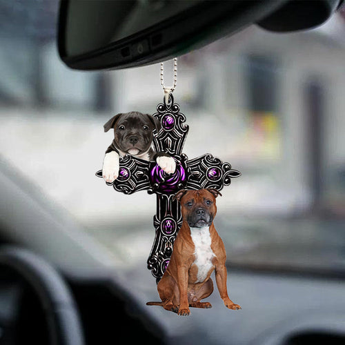 Staffordshire Bull Terrier Pray For God Car Hanging Ornament Dog Pray For God Ornament Godmerch