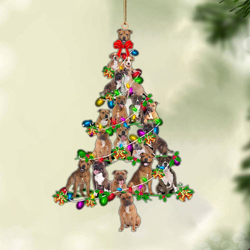 Staffordshire Bull Terrier-Christmas Tree Lights-Two Sided Ornament, Christmas Ornament, Car Ornament