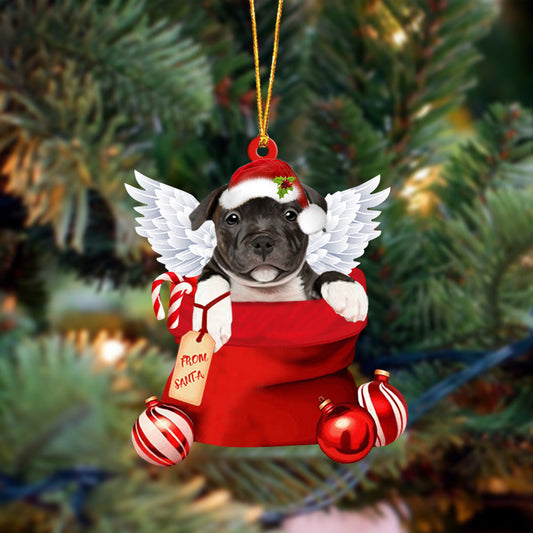 Staffordshire Bull Terrier07 Angel Gift From Santa Christmas Ornament, Dog Flat Acrylic Ornament