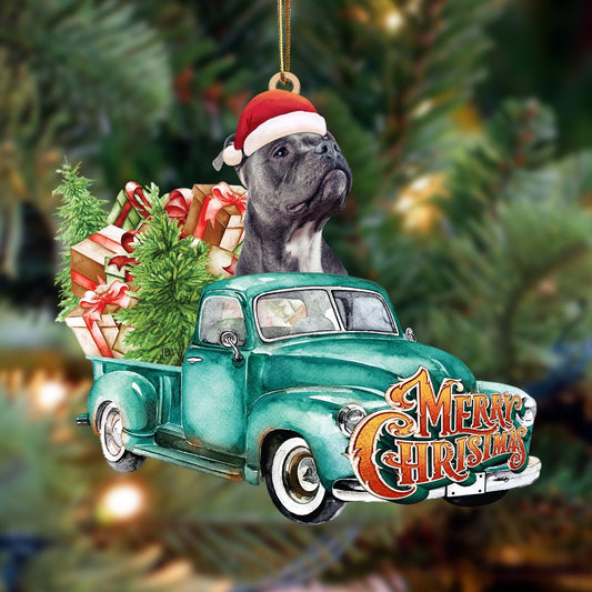 Staffordshire Bull Terrier1-Green Truck Hanging Ornament