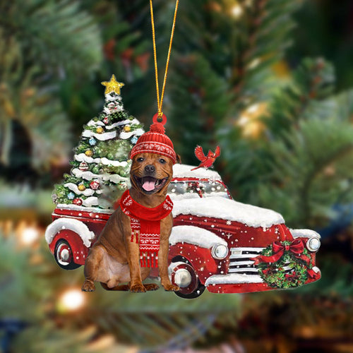 Ornament- Staffordshire Bull Terrier 2-Christmas Car Two Sided Ornament, Christmas Ornament, Car Ornament
