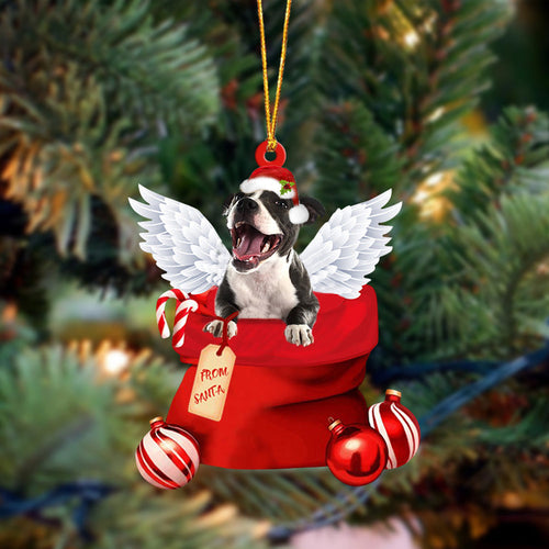 Staffordshire Bull Terrier 2 Angel Gift From Santa Christmas Ornament, Dog Flat Acrylic Ornament