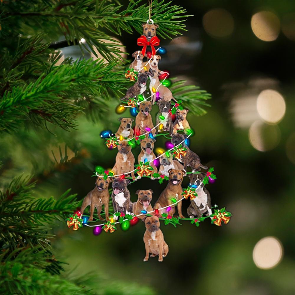 Staffordshire Bull Terrier-Christmas Tree Lights-Two Sided Ornament