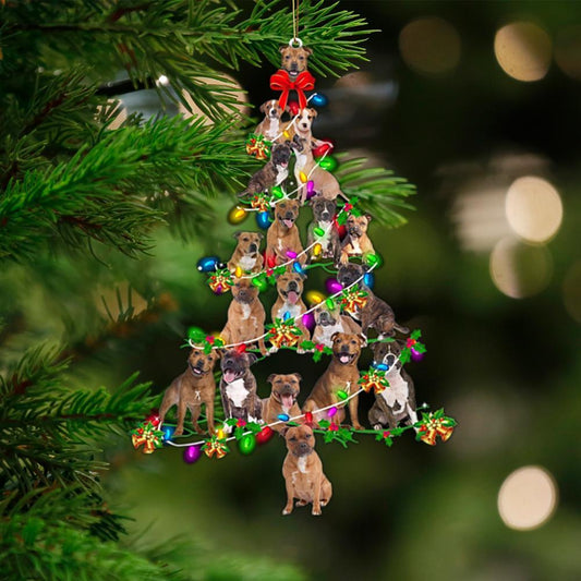 Staffordshire Bull Terrier-Christmas Tree Lights-Two Sided Ornament