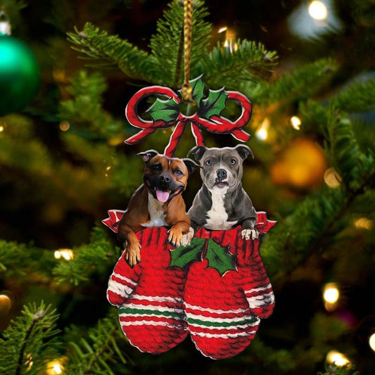 Staffordshire Bull Terrier Inside Your Gloves Christmas Holiday-Two Sided Ornament Christmas 2022 Ornament Gift