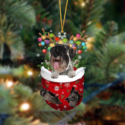 Ornament- Standard Schnauzer-In Christmas Pocket Two Sides Ornament, Happy Christmas Ornament, Car Ornament