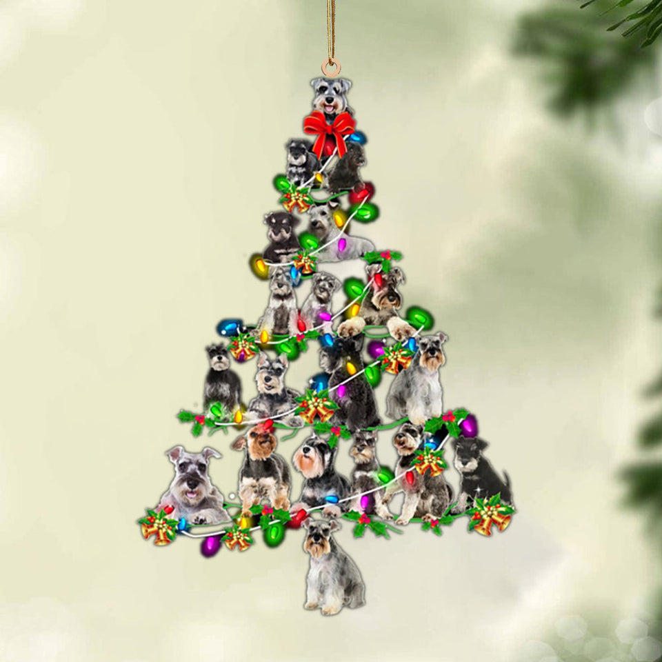 Ornament- Standard Schnauzer-Christmas Tree Lights-Two Sided Ornament, Happy Christmas Ornament, Car Ornament