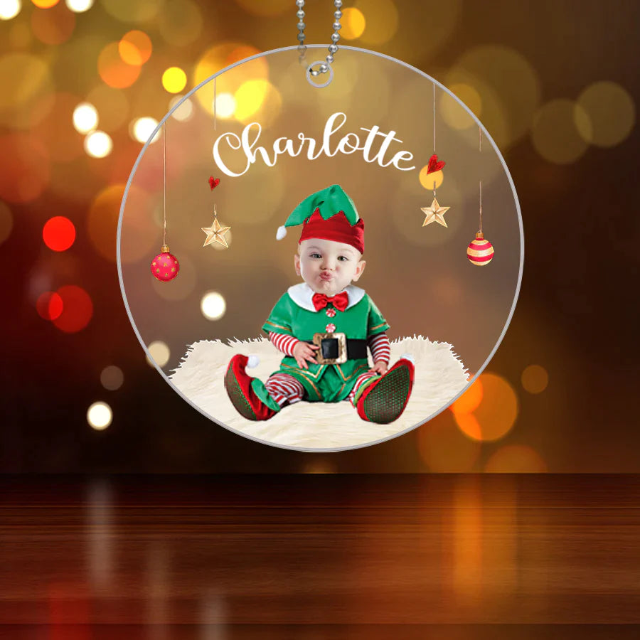 Custom Face Baby Cute Photo With Name Circle Christmas 2022
