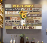 Sunflower Hummingbird In this house we trust in God - Matte Canvas