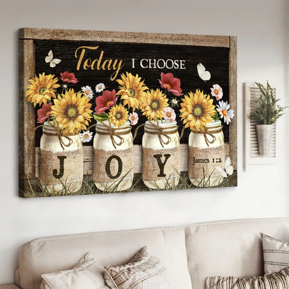 Sunflower and Red poppy Today I choose joy - Matte Canvas