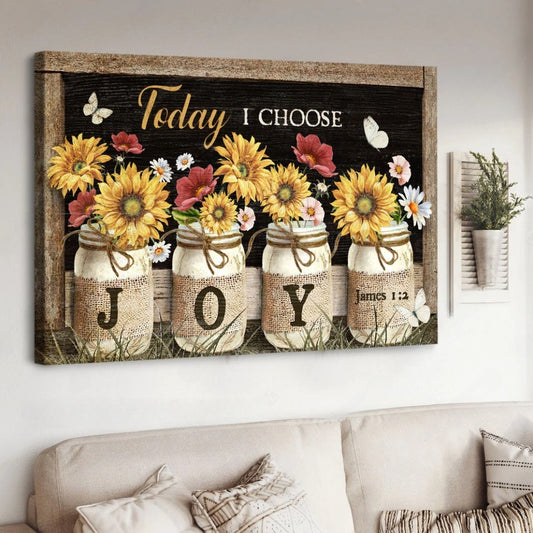 Sunflower and Red poppy Today I choose joy - Matte Canvas