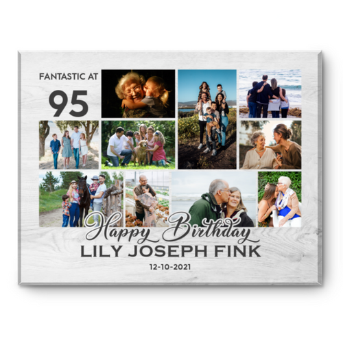 95th Birthday Photo Collage Canvas Print, 95th Birthday Gift