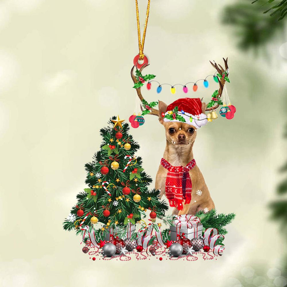 Ornament- TAN Chihuahua 1-Christmas Tree Gift Hanging Ornament, Happy Christmas Ornament, Car Ornament