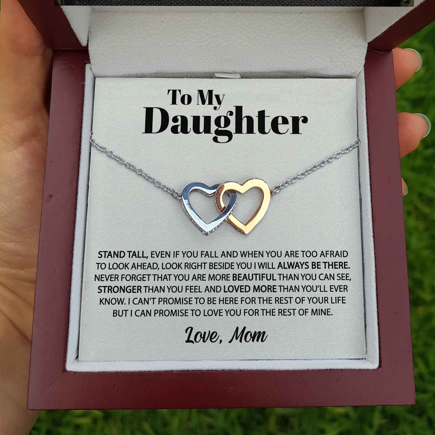 Pamaheart- Interlocking Hearts Necklace- To my Daughter - Stand tall  - Interlocking Necklace