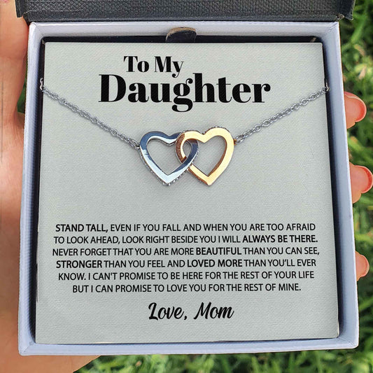 Pamaheart- Interlocking Hearts Necklace- To my Daughter - Stand tall  - Interlocking Necklace