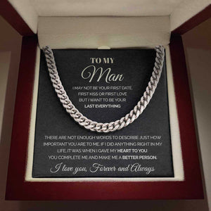 To my Man - You complete me - Cuban Link Chain Necklace Gift For Man Husband Gift For Birthday