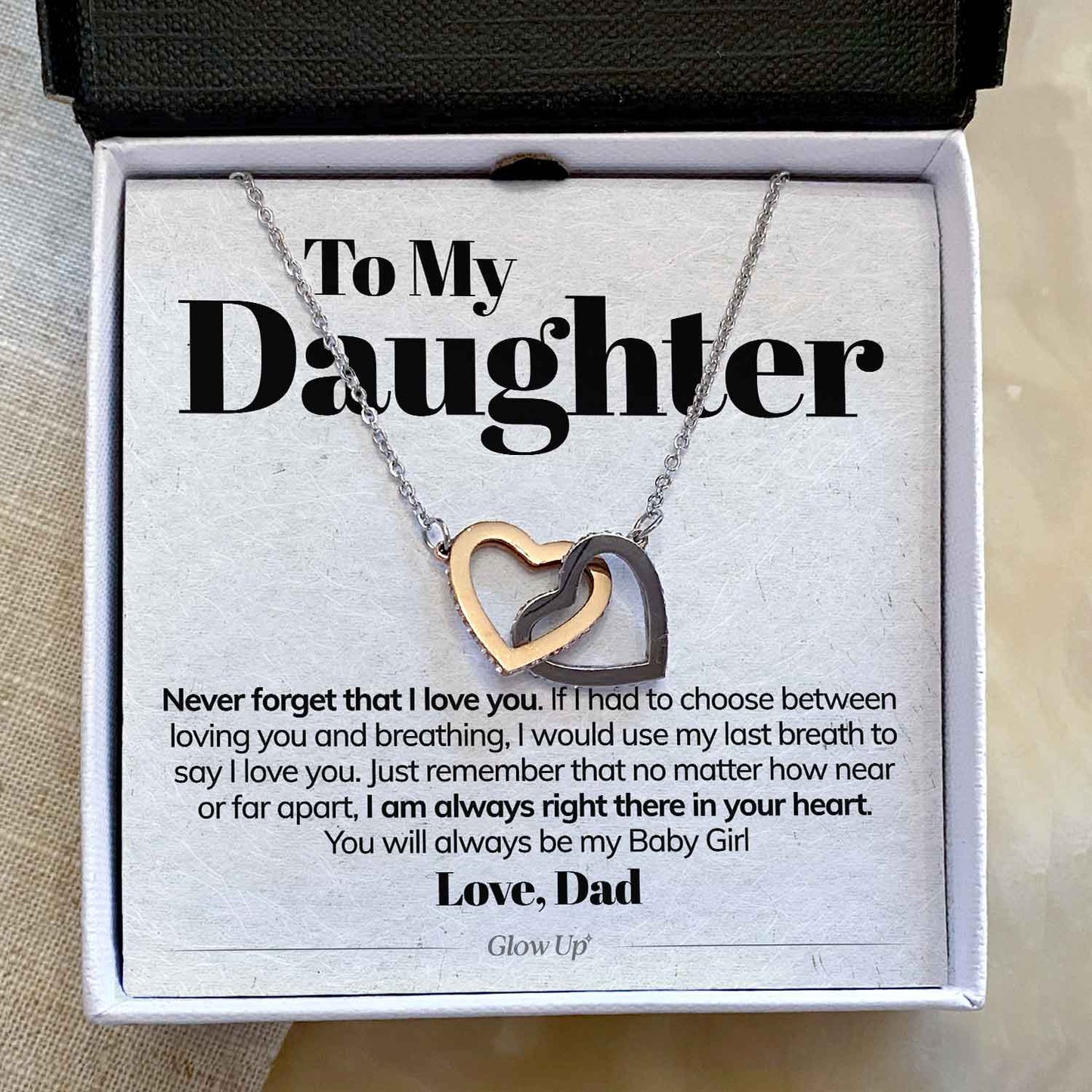 To My Daughter - Never Forget That I Love You - Interlocking Hearts Necklace